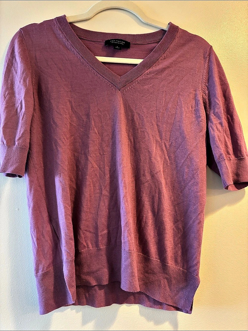 Ann Taylor 100% Superfine Merino Wool Short Sleeve Size Medium